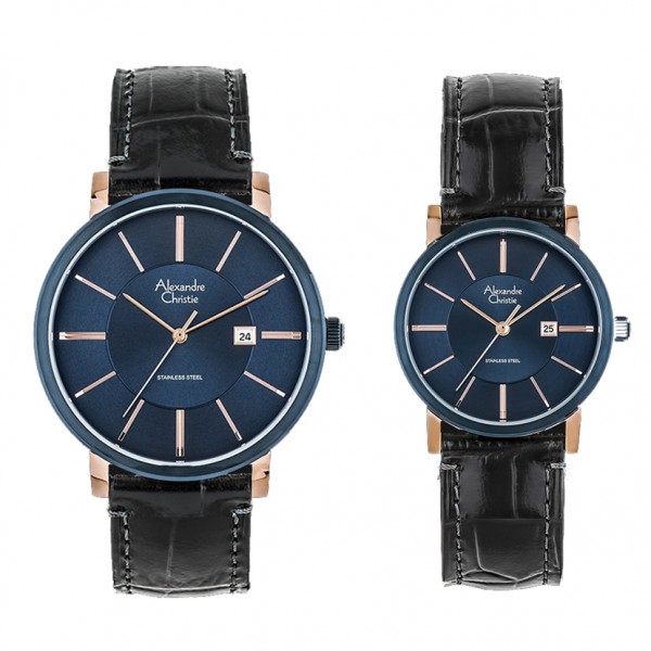 Alexandre Christie AC 8344 Rosegold Blue Couple